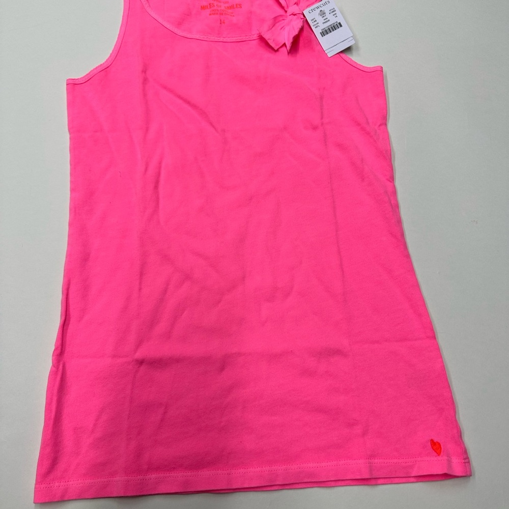 NWT crewcuts girls bow tank top cotton 14 pink